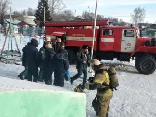 Учебная пожарная эвакуация в школе.